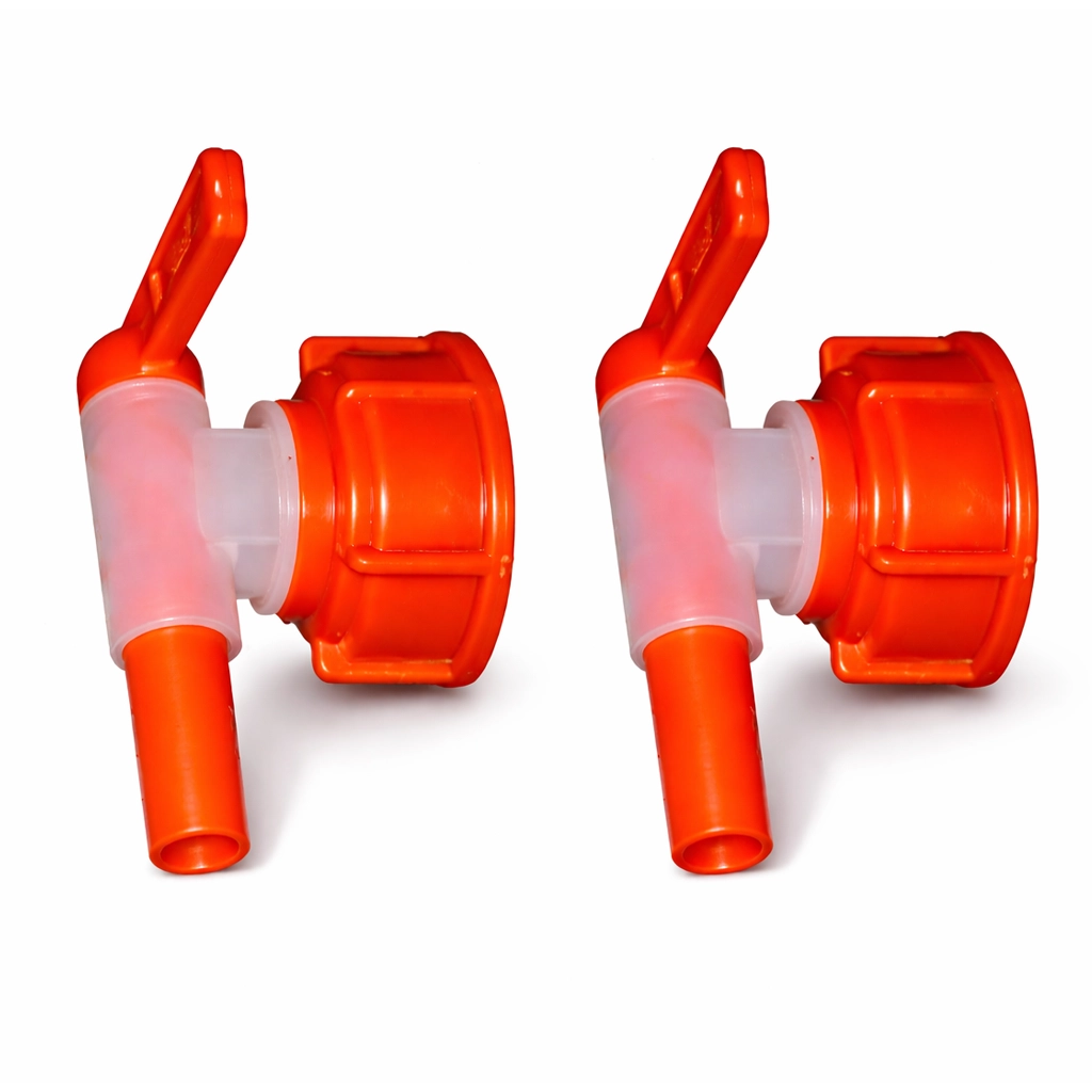 Hahn aus Polypropylen für KF Fass und KAH Kanister, rot, −20 bis +80 °C, 2 Stück