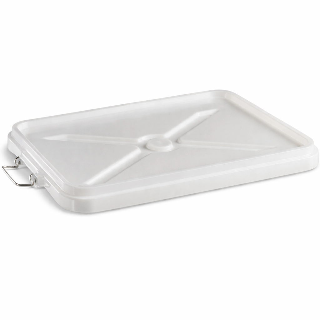 Weißer Deckel aus HDPE für Kasten 46 l und 72 l mit Metall-Klemmbügeln, lebensmittelecht