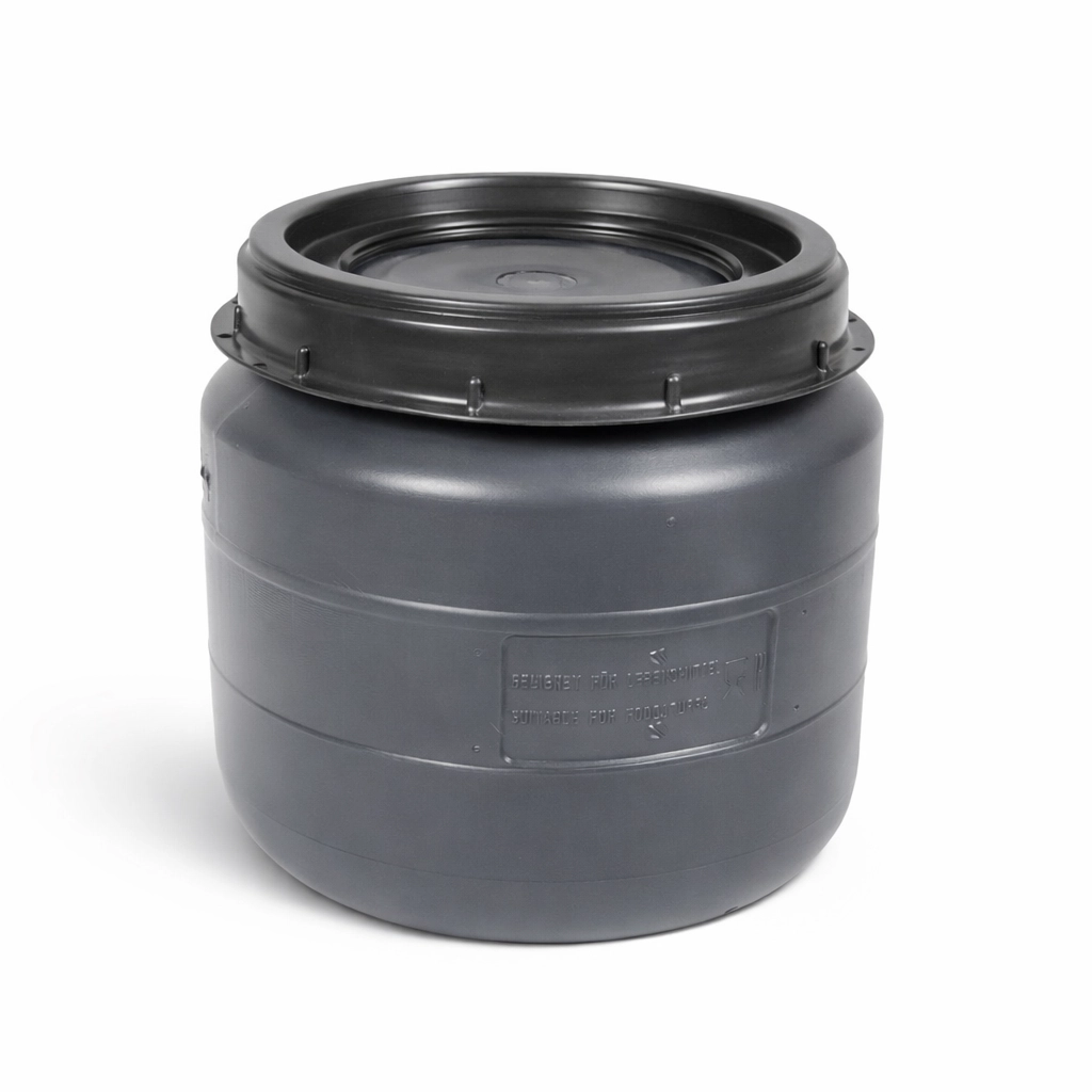 WF Schraubringfass aus HDPE mit zweiteiligem Deckel, lebensmittelecht, lichtgeschützt und luftdicht“