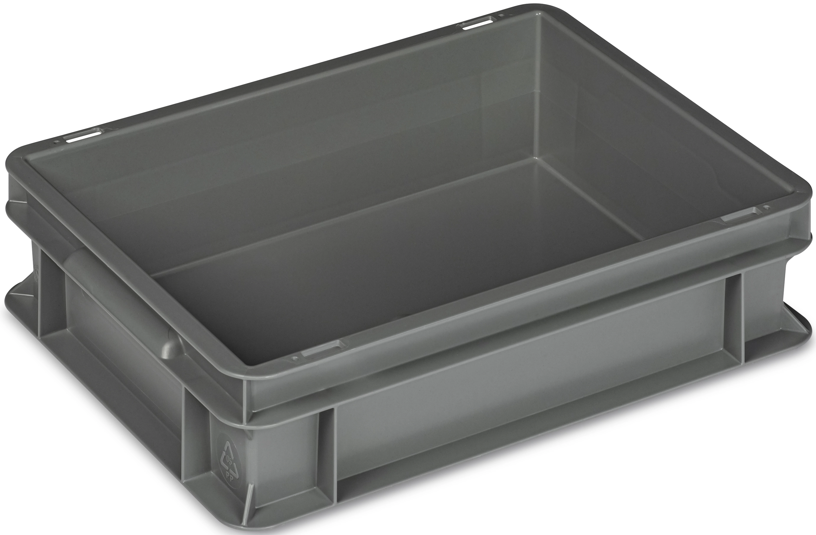 Euronorm Behälter aus Recyclingkunststoff in Grau, 40×30 cm und 60×40 cm, stabil und stapelbar